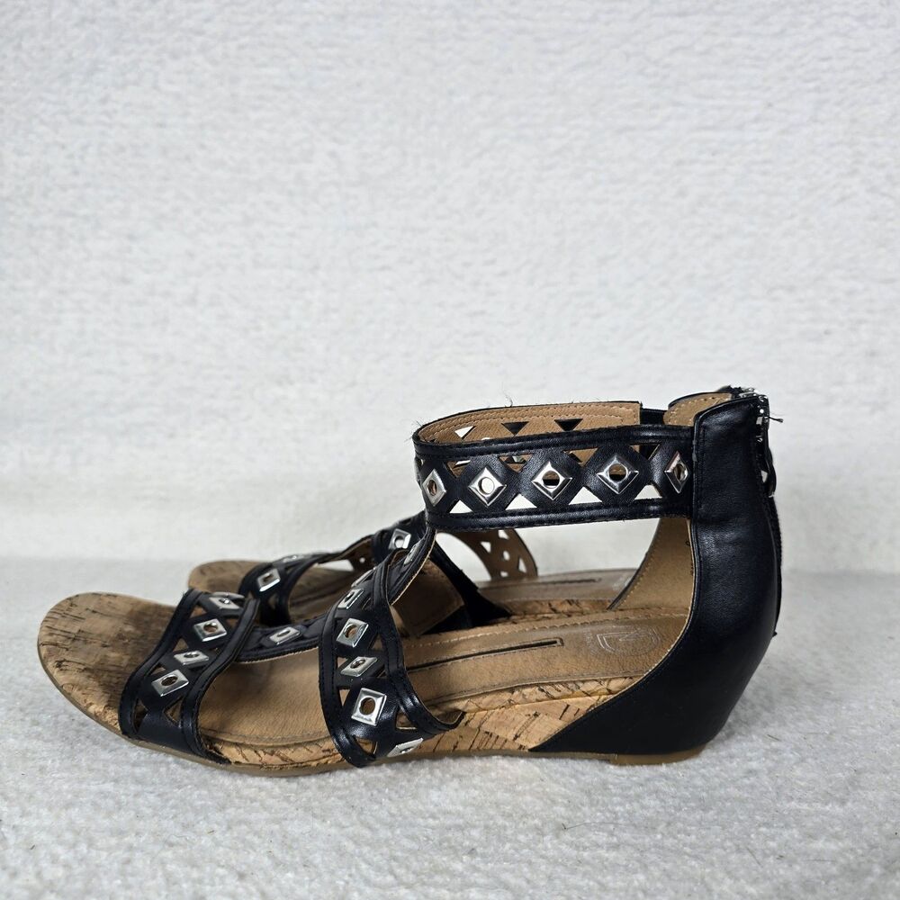Sandals Gladiator Shoes Sz 8M Wedge New Directions Black Silver Studs Summer